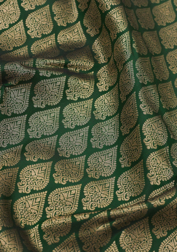 Bottle Green Zariwork Pure Silk Saree