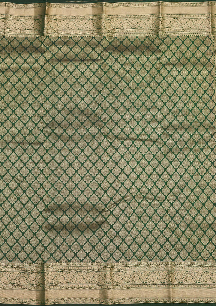 Bottle Green Zariwork Pure Silk Saree
