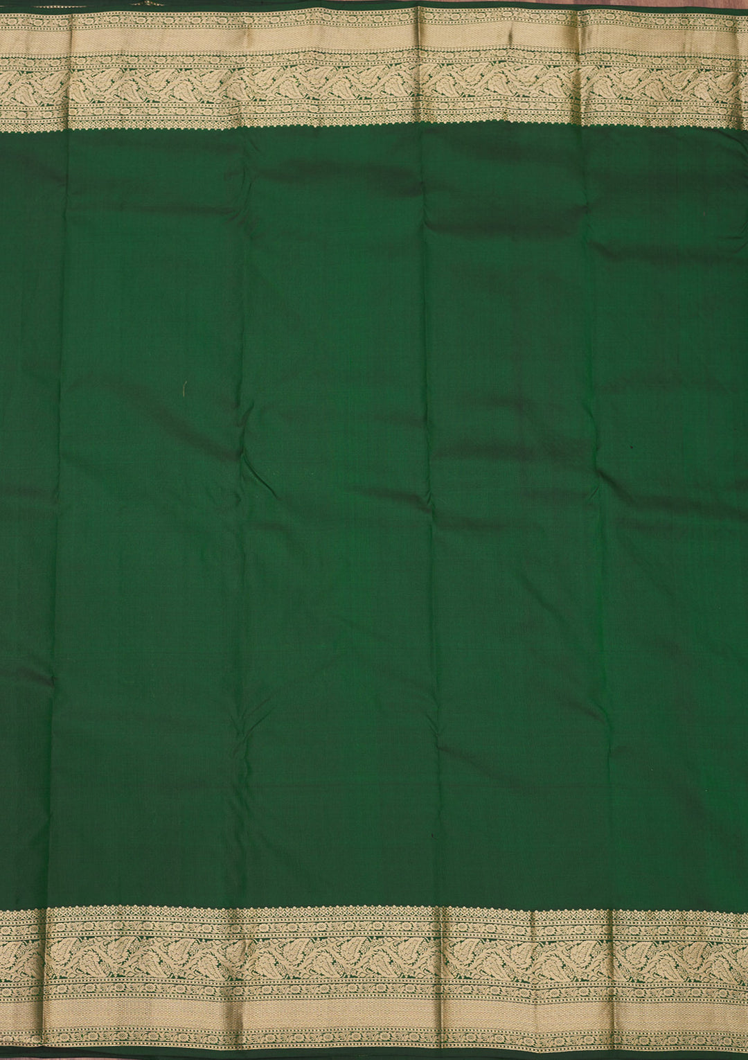 Bottle Green Zariwork Pure Silk Saree