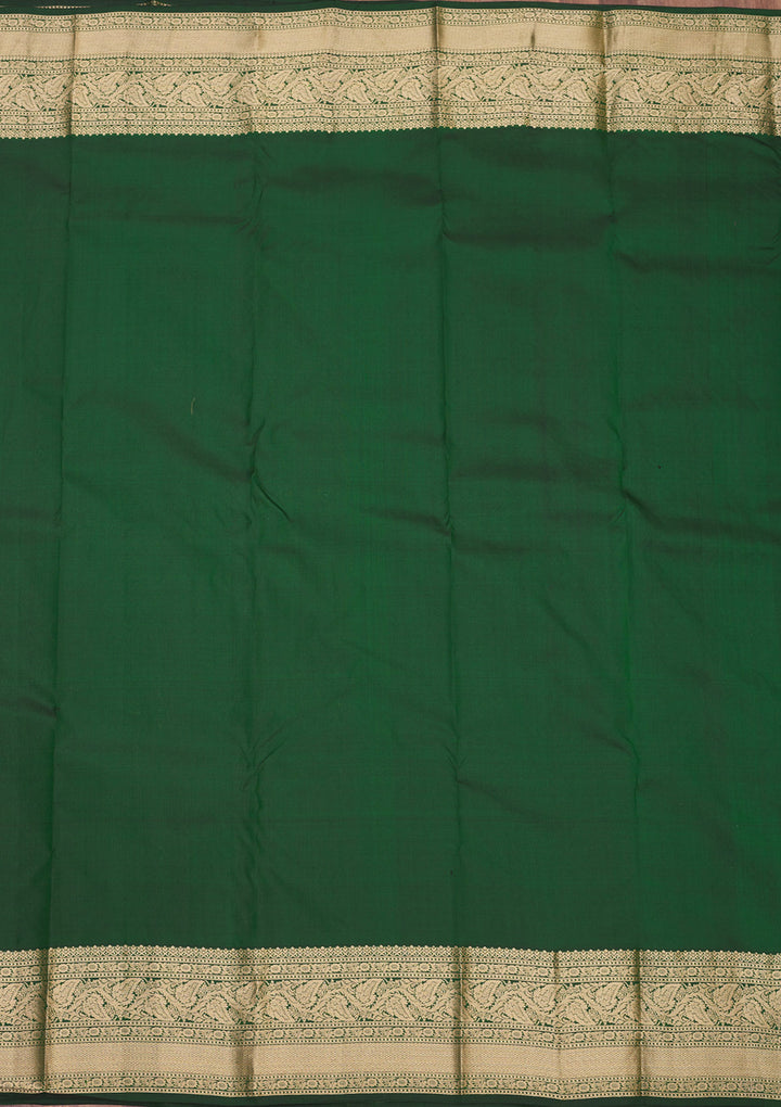 Bottle Green Zariwork Pure Silk Saree
