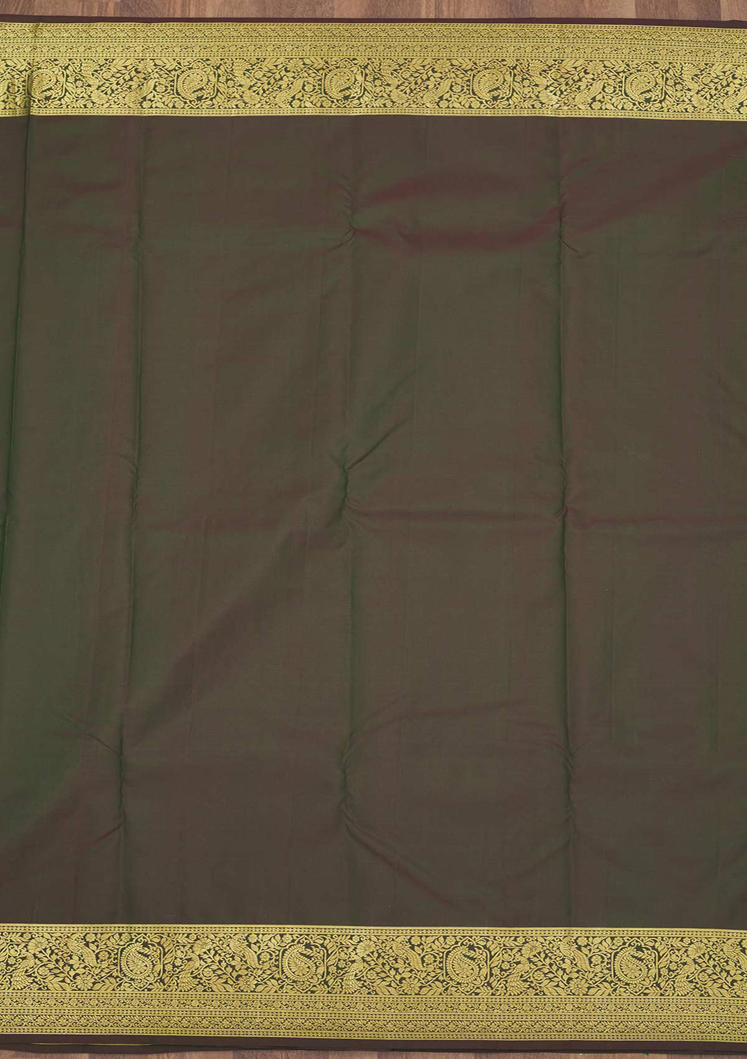Bottle Green Zariwork Pure Silk Saree