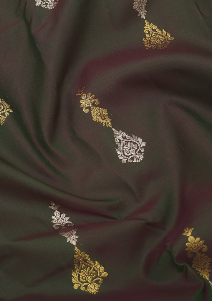 Bottle Green Zariwork Pure Silk Saree