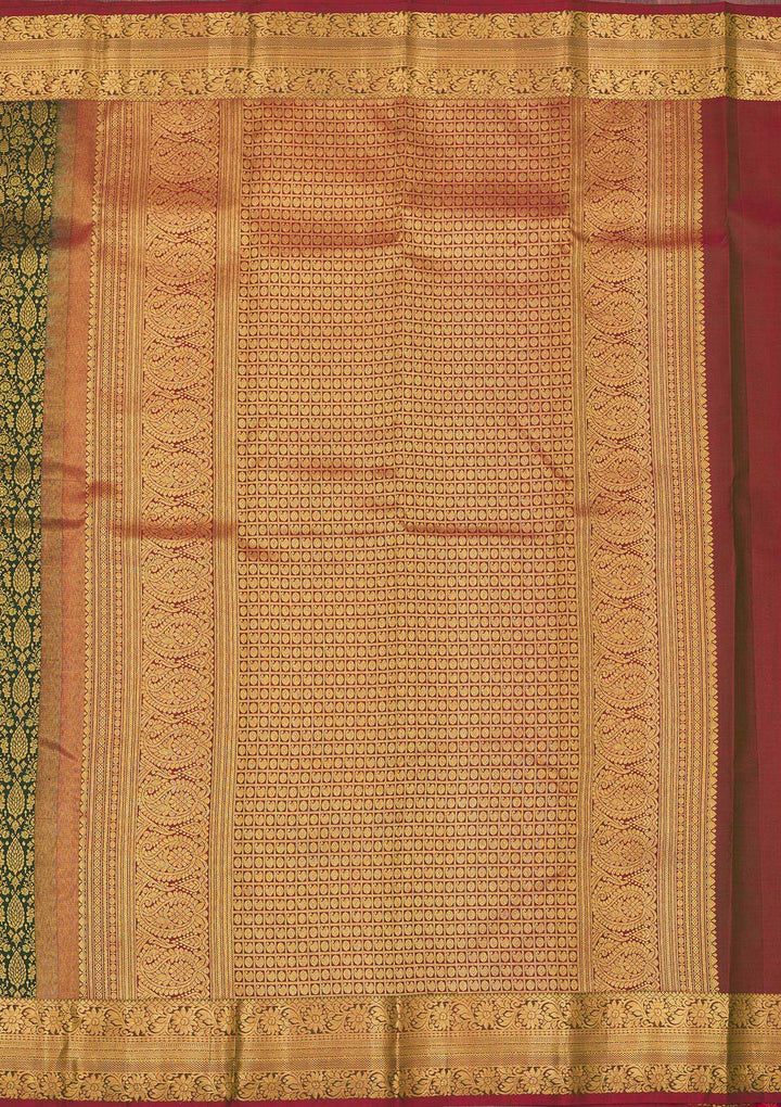 Bottle Green Zariwork Pure Silk Saree