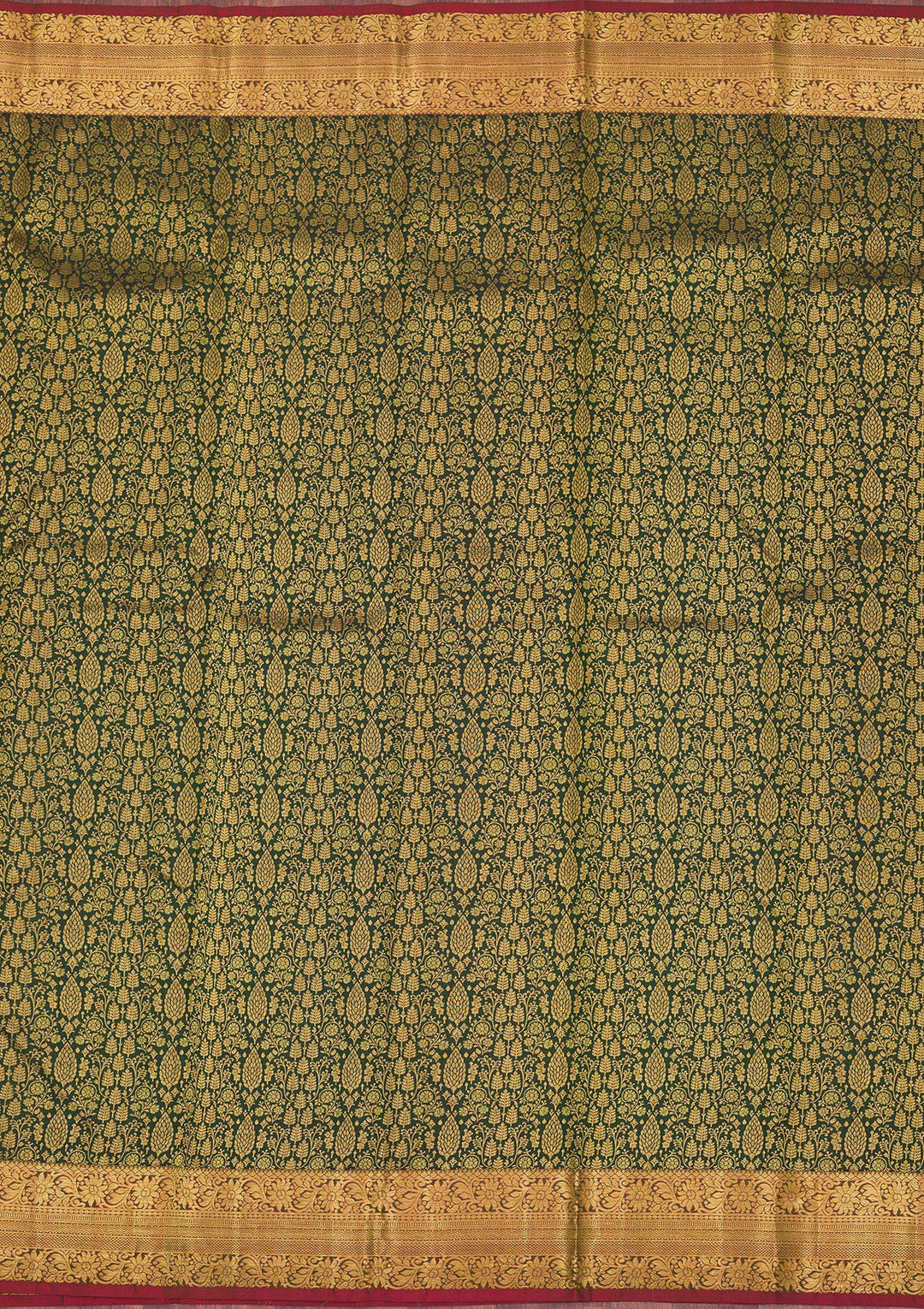 Bottle Green Zariwork Pure Silk Saree
