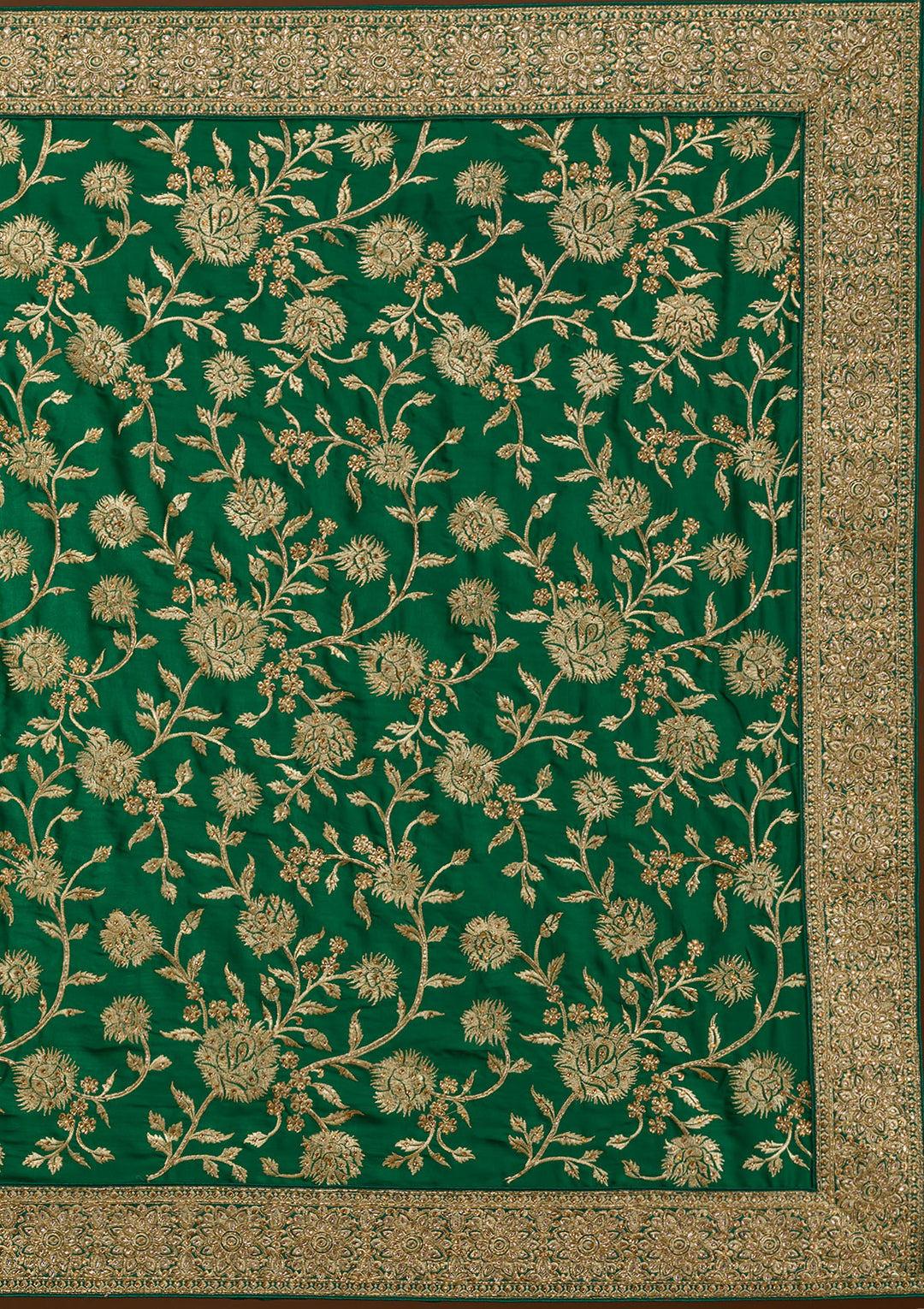 Bottle Green Stonework Crepe Saree