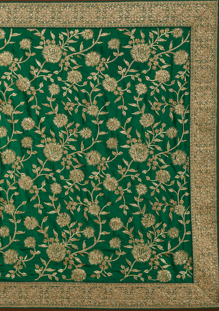 Bottle Green Stonework Crepe Saree