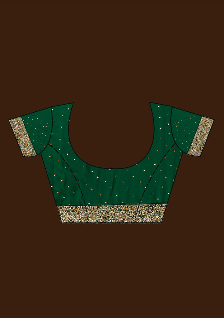 Bottle Green Stonework Crepe Saree