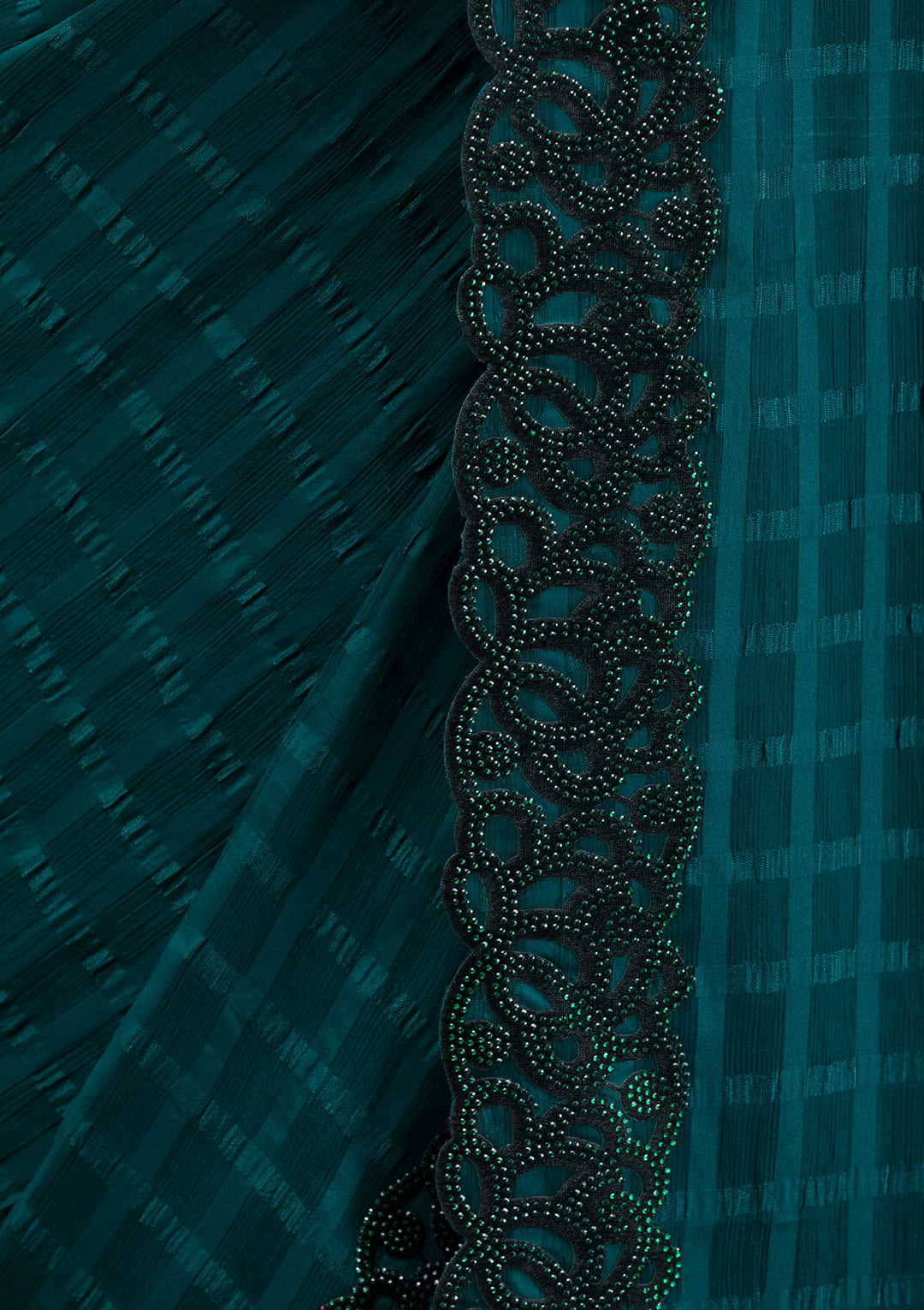 Bottle Green Swarovski Satin Saree