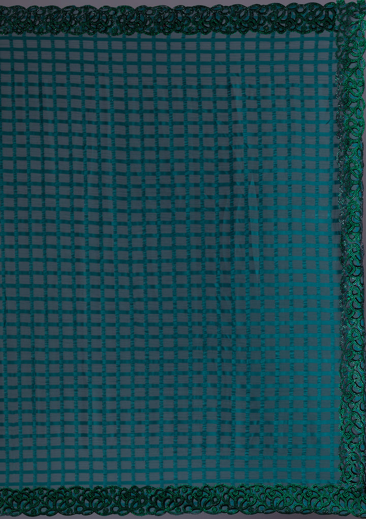 Bottle Green Swarovski Satin Saree