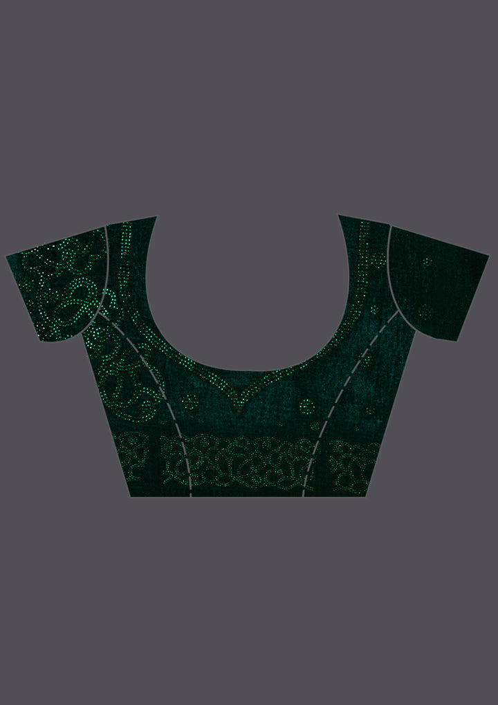 Bottle Green Swarovski Satin Saree