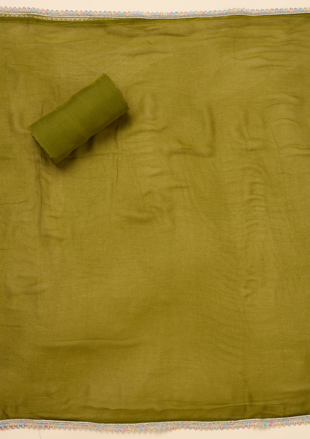 Parrot Green Threadwork Georgette Unstitched Salwar Suit