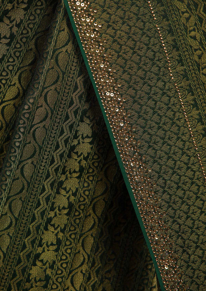 Bottle Green Zariwork Art Silk Saree