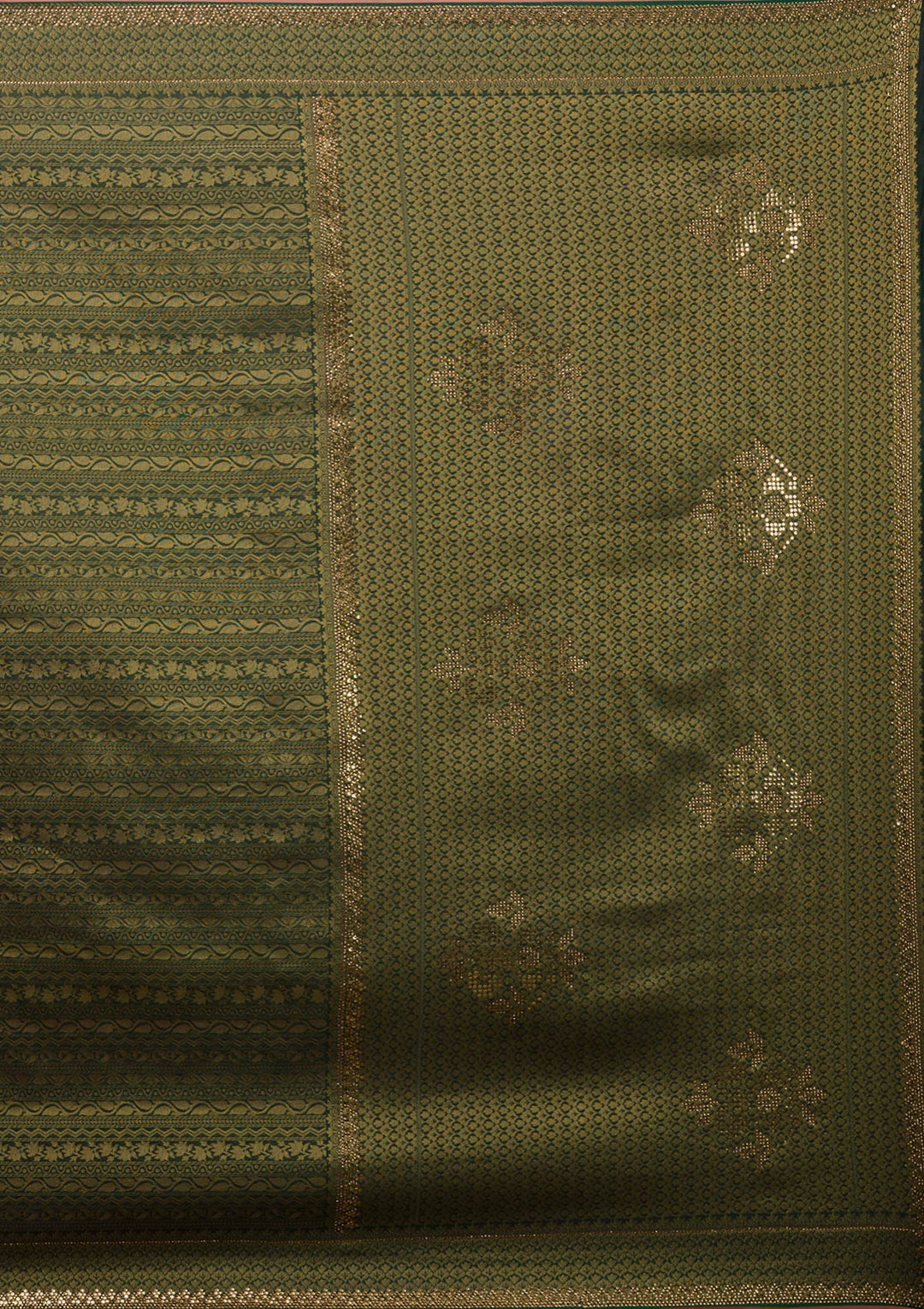Bottle Green Zariwork Art Silk Saree