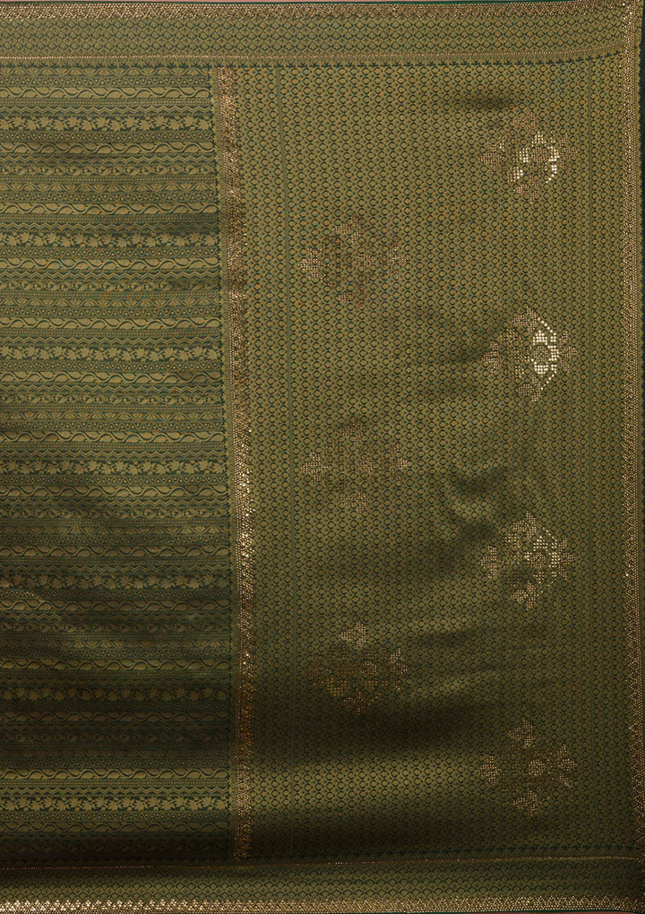 Bottle Green Zariwork Art Silk Saree