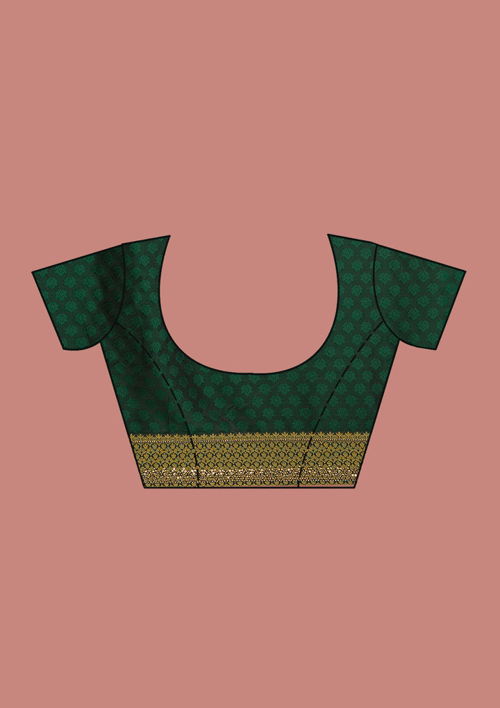 Bottle Green Zariwork Art Silk Saree