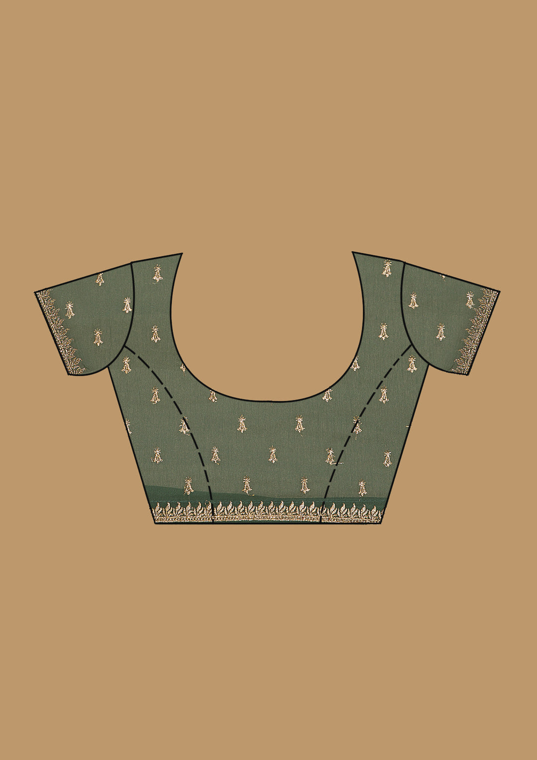 Bottle Green Zariwork Chiffon Saree
