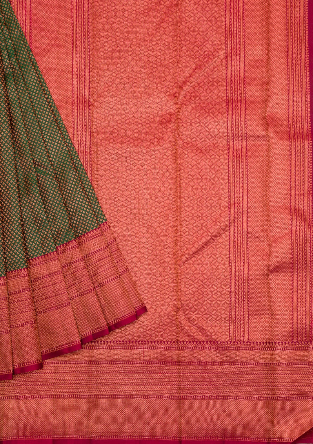 Bottle Green Zariwork Pure Silk Saree