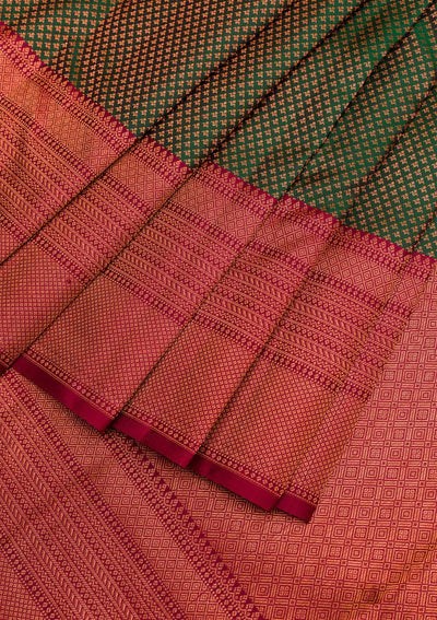 Bottle Green Zariwork Pure Silk Saree