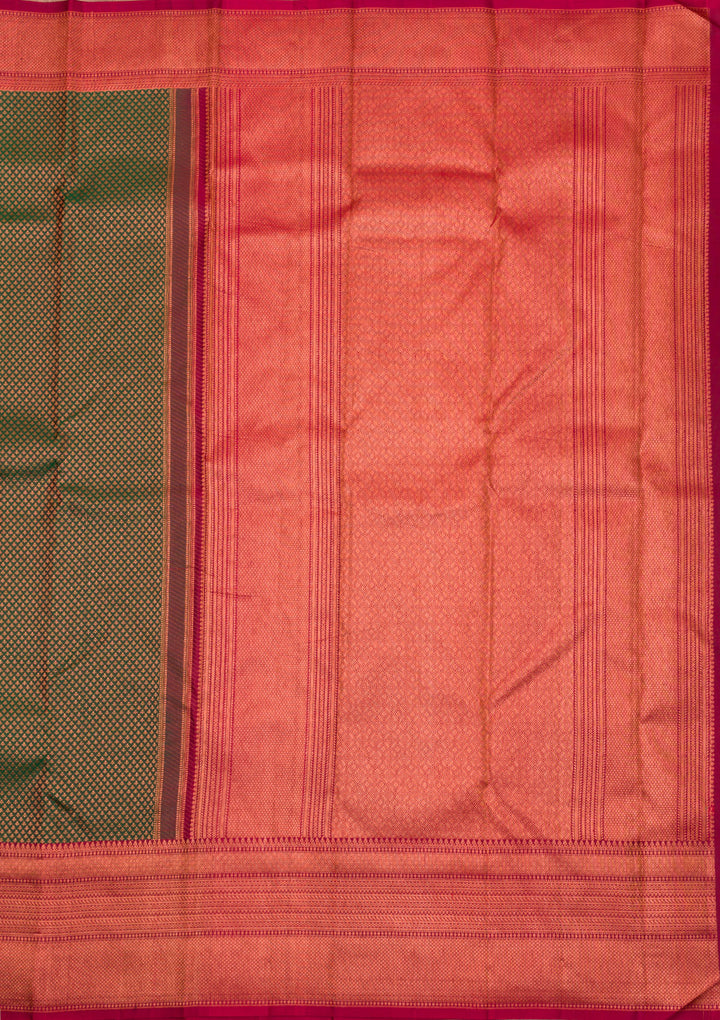 Bottle Green Zariwork Pure Silk Saree