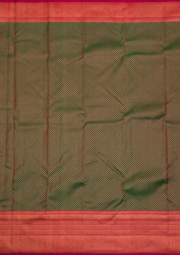Bottle Green Zariwork Pure Silk Saree
