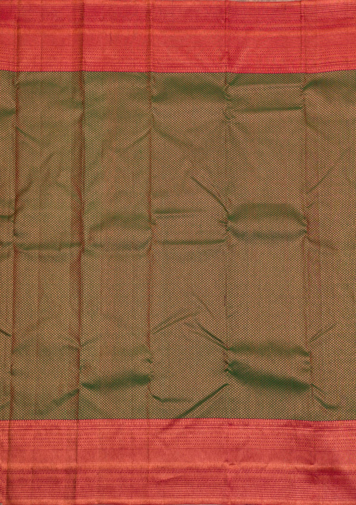 Bottle Green Zariwork Kanjivaram Pure Silk Saree
