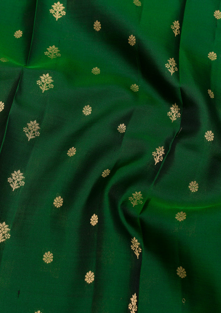 Bottle Green Zariwork Pure Silk Saree