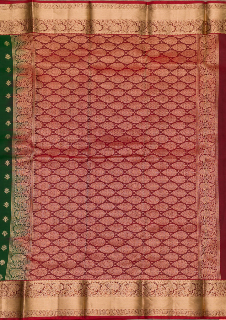 Bottle Green Zariwork Pure Silk Saree