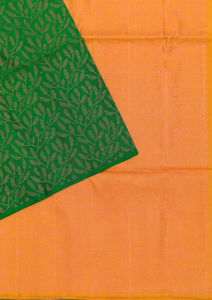 Bottle Green Zariwork Pure Silk Saree