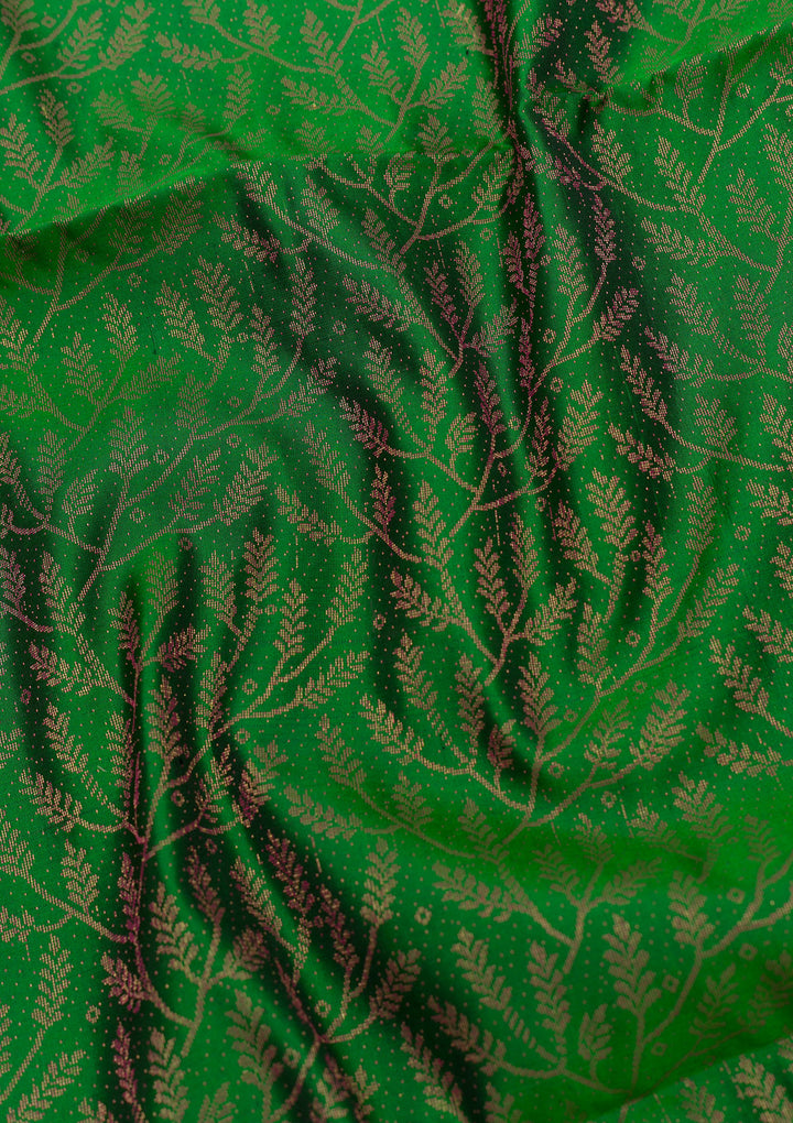 Bottle Green Zariwork Pure Silk Saree