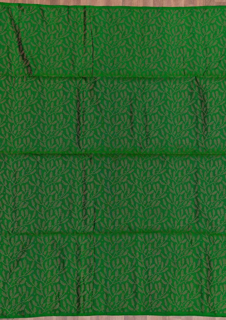 Bottle Green Zariwork Pure Silk Saree