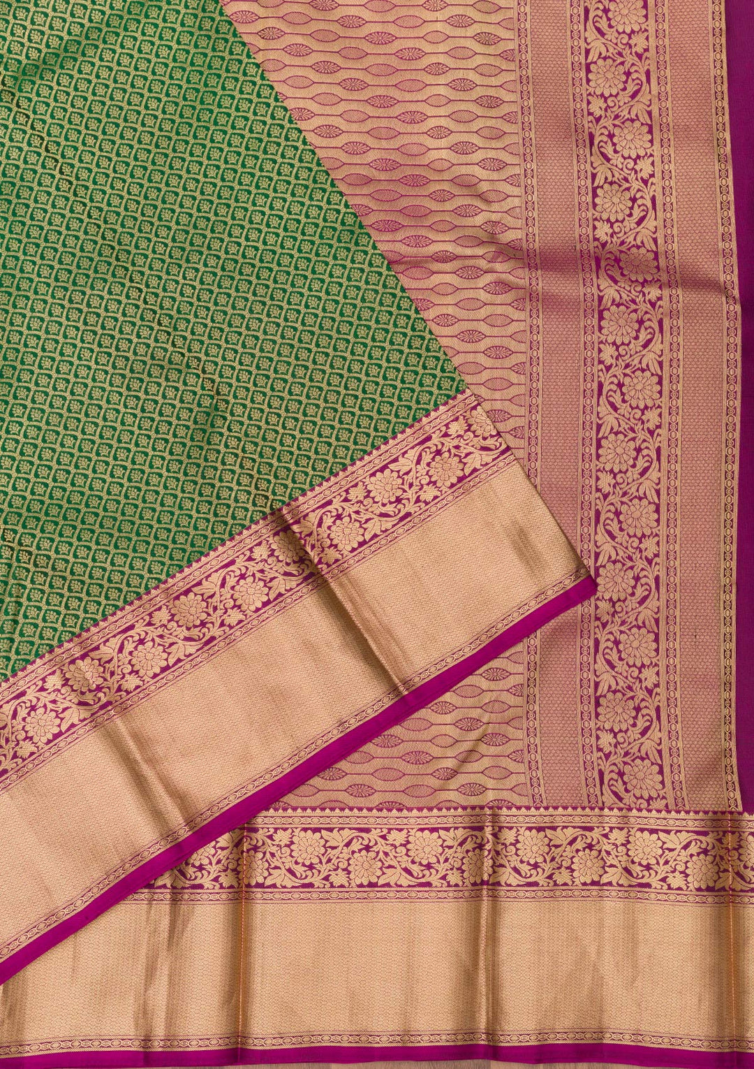 Bottle Green Zariwork Pure Silk Saree