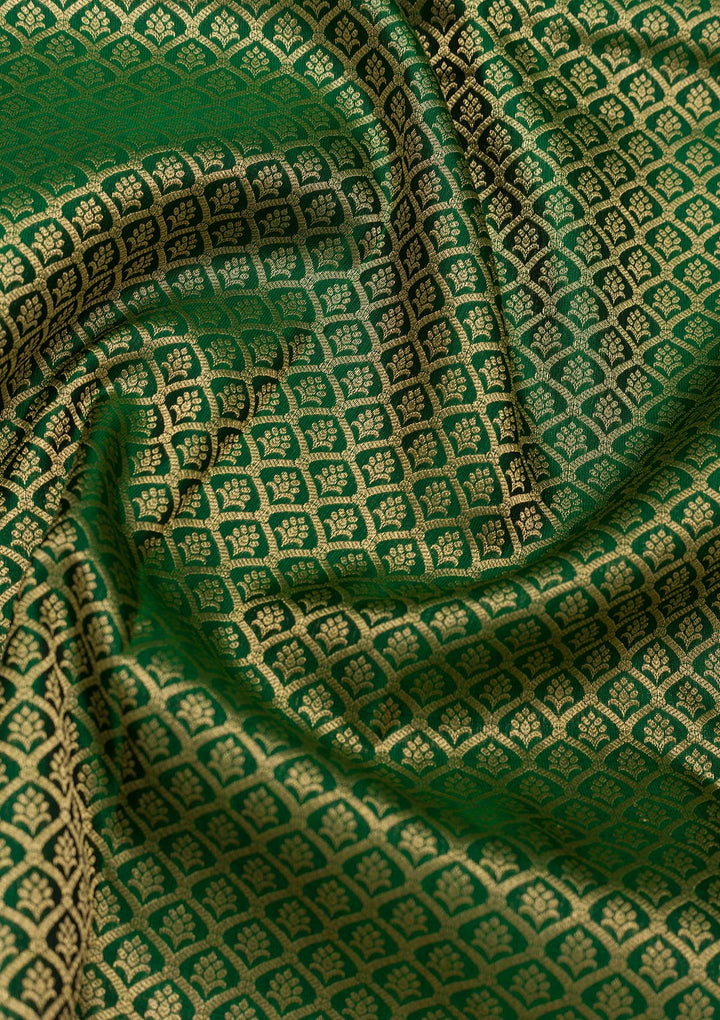 Bottle Green Zariwork Pure Silk Saree
