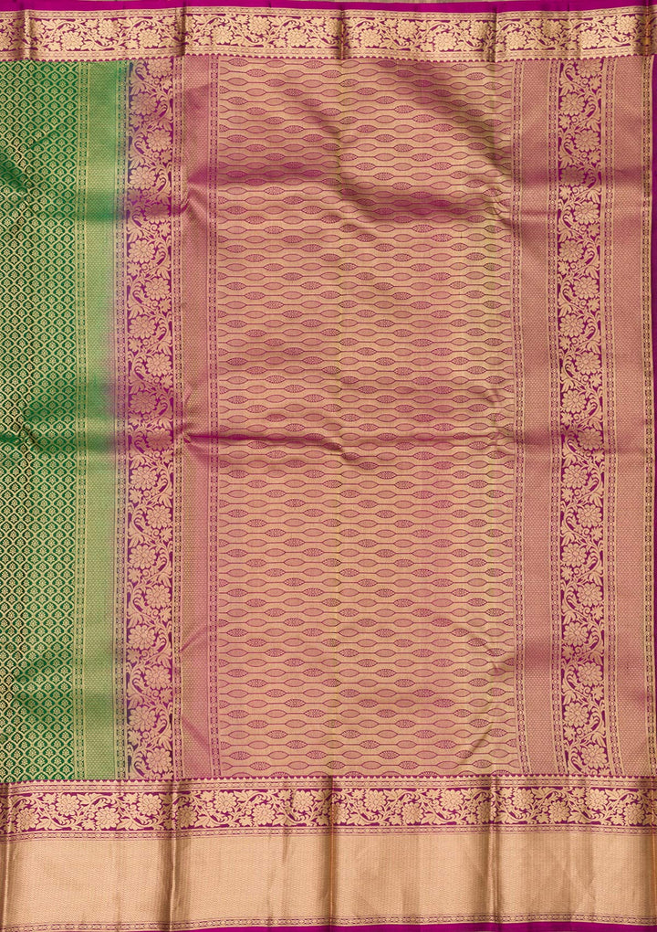 Bottle Green Zariwork Pure Silk Saree
