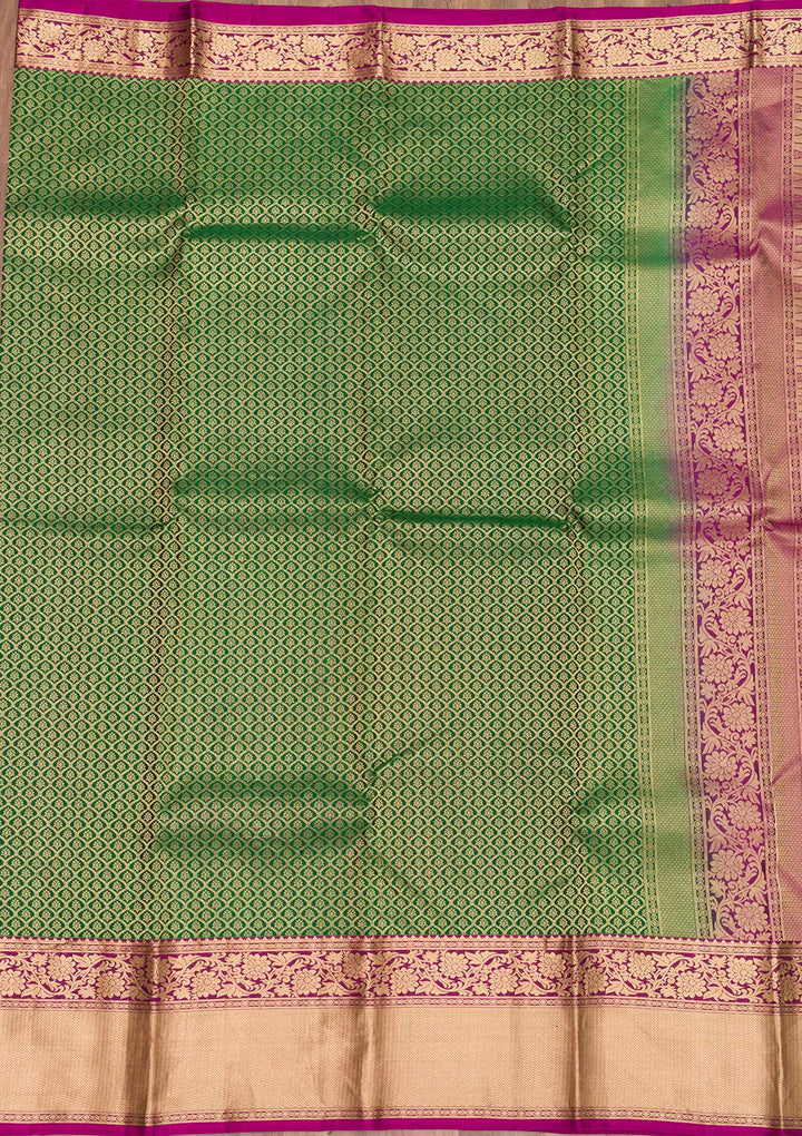 Bottle Green Zariwork Pure Silk Saree