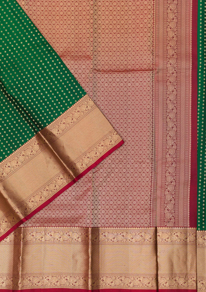 Bottle Green Zariwork Banarasi Pure Silk Saree