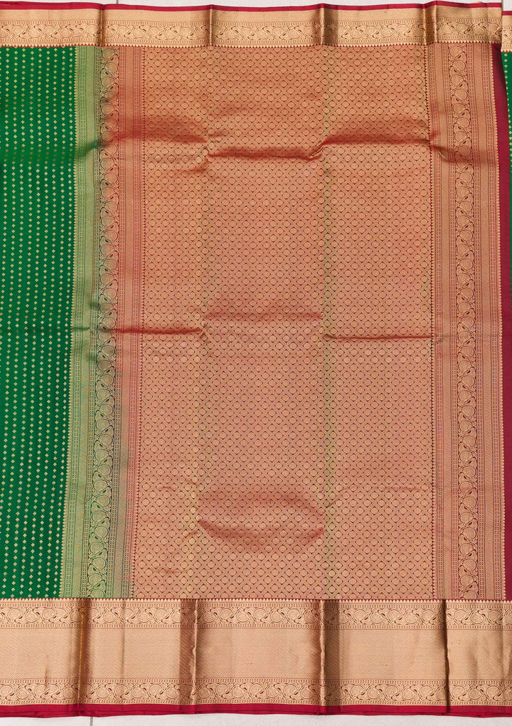 Bottle Green Zariwork Banarasi Pure Silk Saree