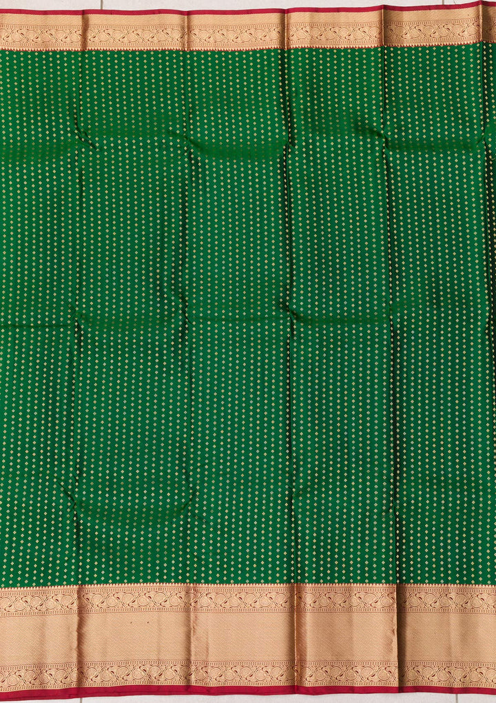 Bottle Green Zariwork Banarasi Pure Silk Saree