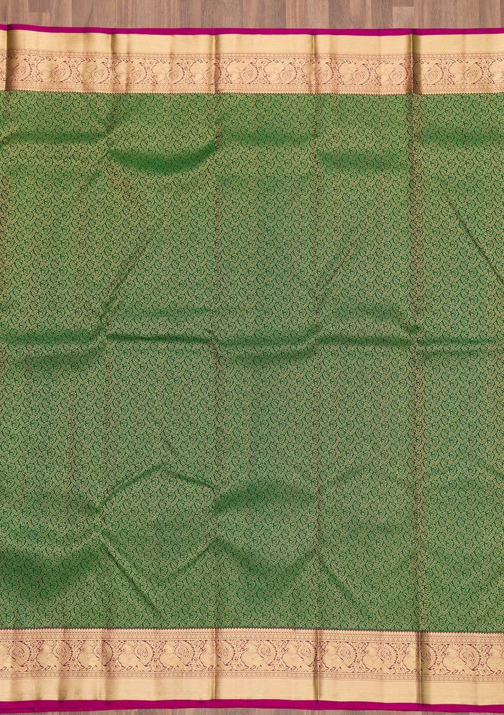 Bottle Green Zariwork Banarasi Pure Silk Saree