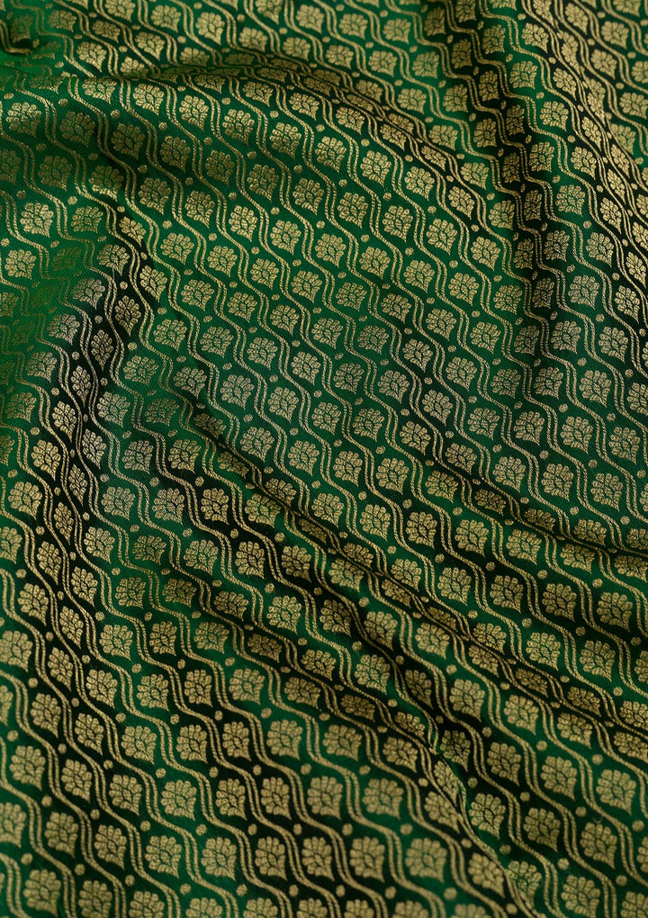 Bottle Green Zariwork Banarasi Pure Silk Saree