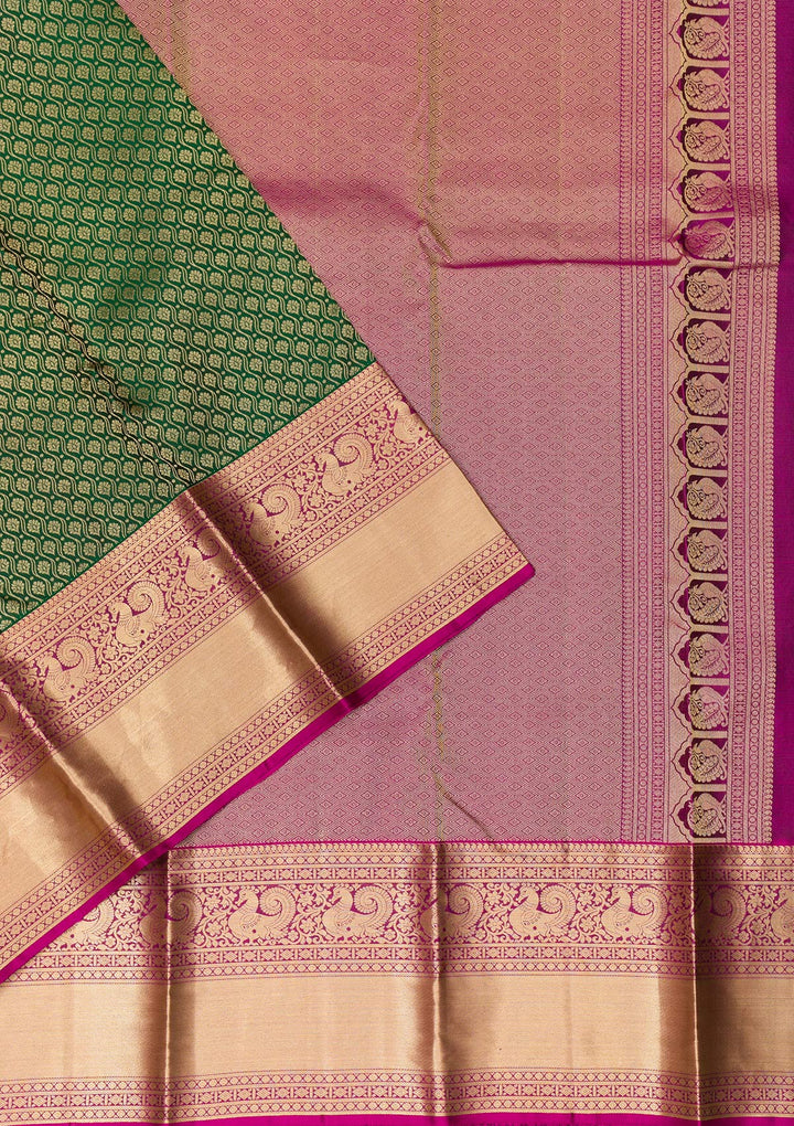 Bottle Green Zariwork Banarasi Pure Silk Saree