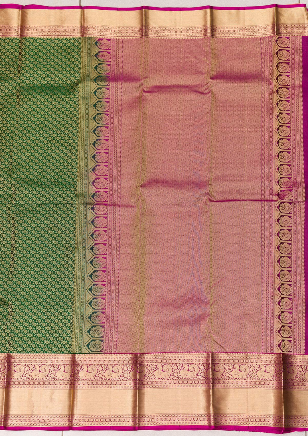 Bottle Green Zariwork Banarasi Pure Silk Saree