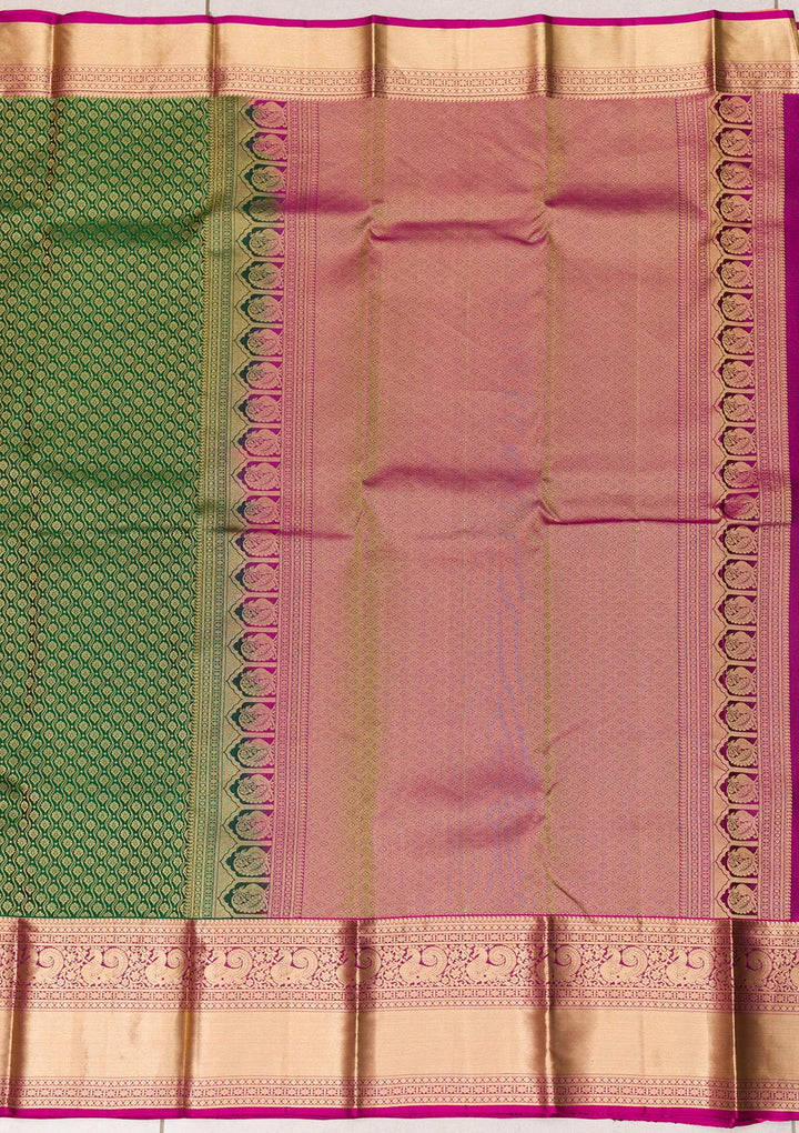 Bottle Green Zariwork Banarasi Pure Silk Saree