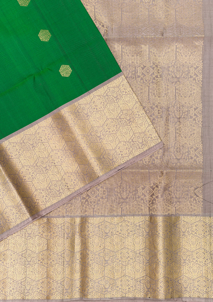 Bottle Green Zariwork Pure Silk Saree