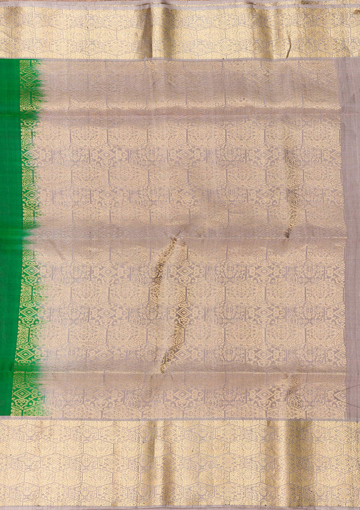Bottle Green Zariwork Pure Silk Saree