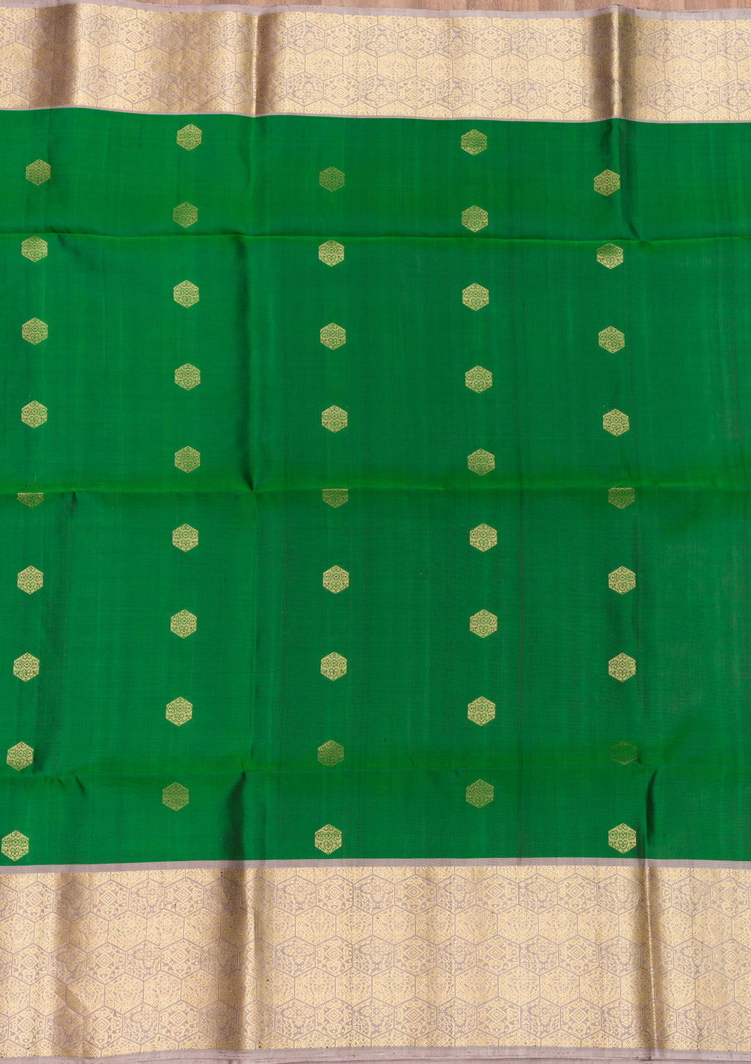 Bottle Green Zariwork Pure Silk Saree