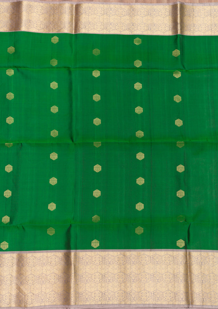 Bottle Green Zariwork Pure Silk Saree