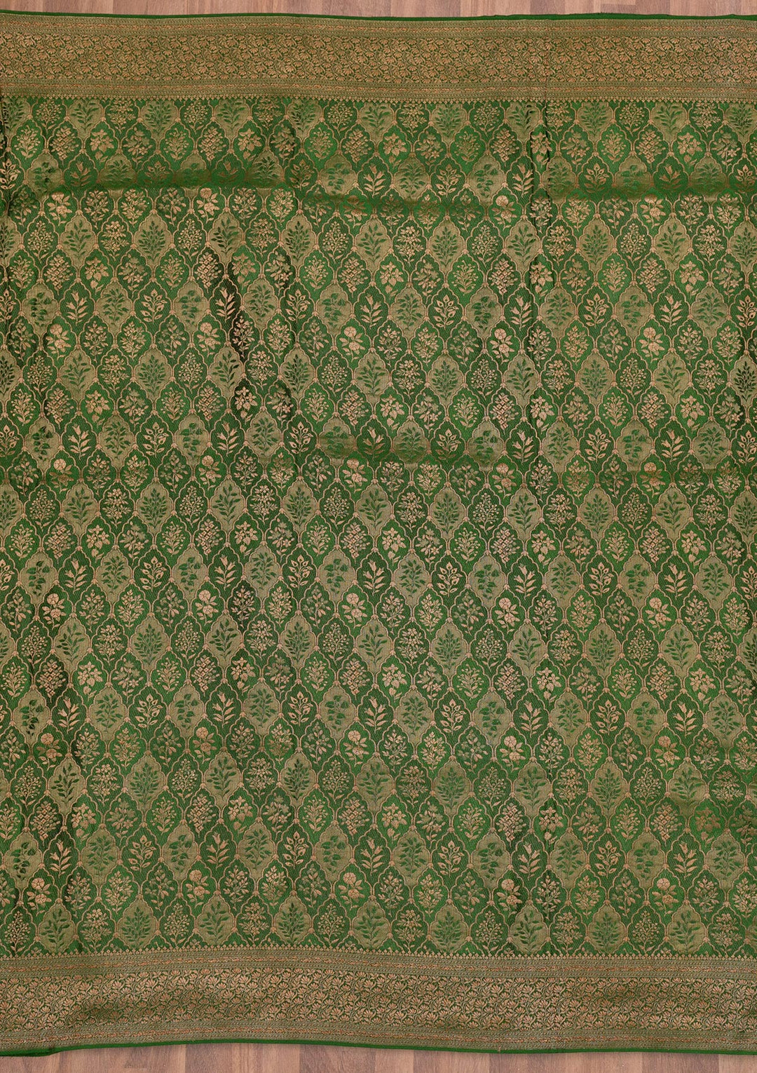 Bottle Green Zariwork Pure Silk Saree