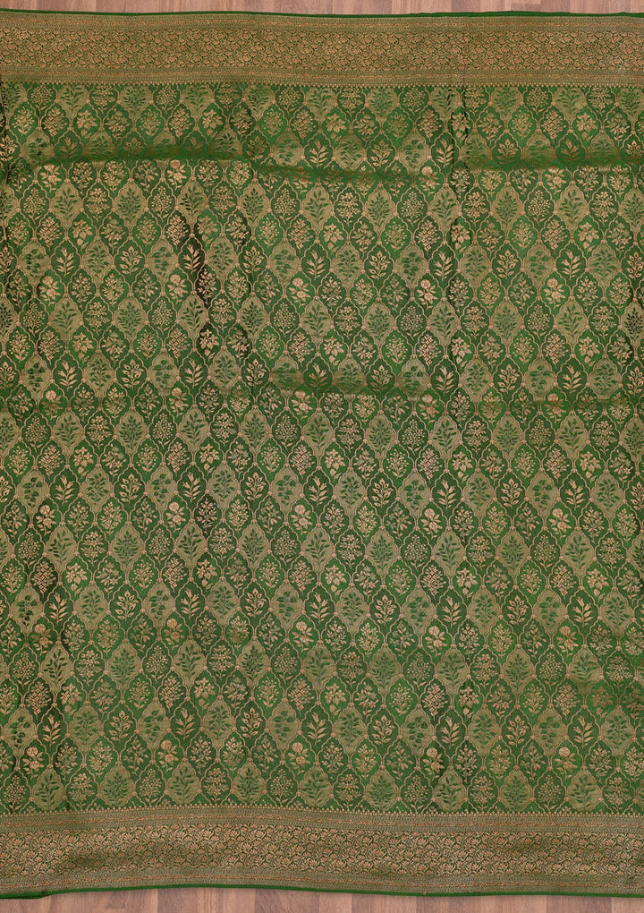 Bottle Green Zariwork Pure Silk Saree