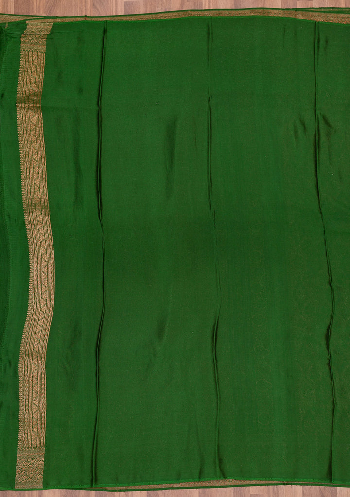 Bottle Green Zariwork Pure Silk Saree