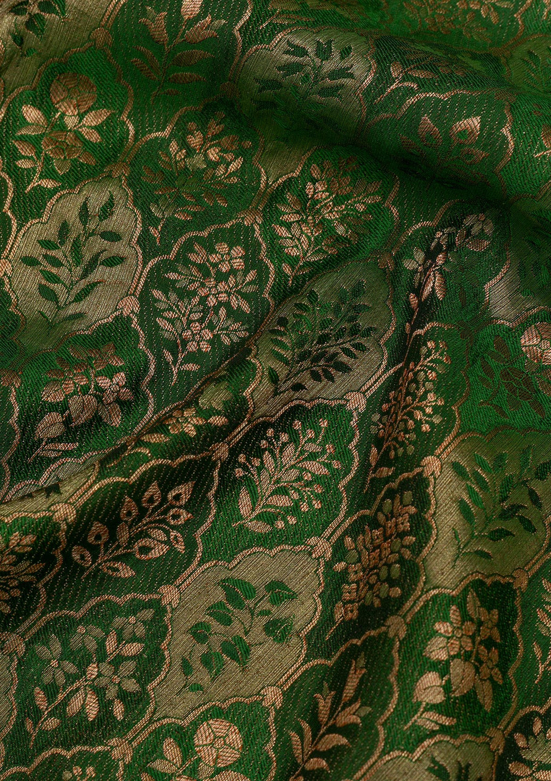 Bottle Green Zariwork Pure Silk Saree